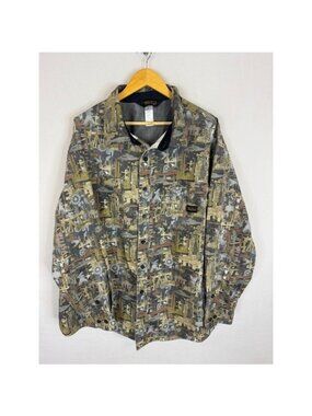 Walls Mens Oilfield Camo Canvas Work Shirt 3XL Long Sleeve Button Down 58137